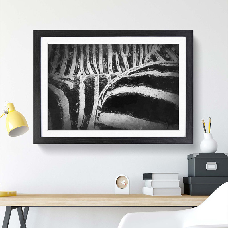 The Stripes of the Zebra in Abstract - Picture Frame Graphic Art Print, Black, 50cm H x 76cm W x 2cm D