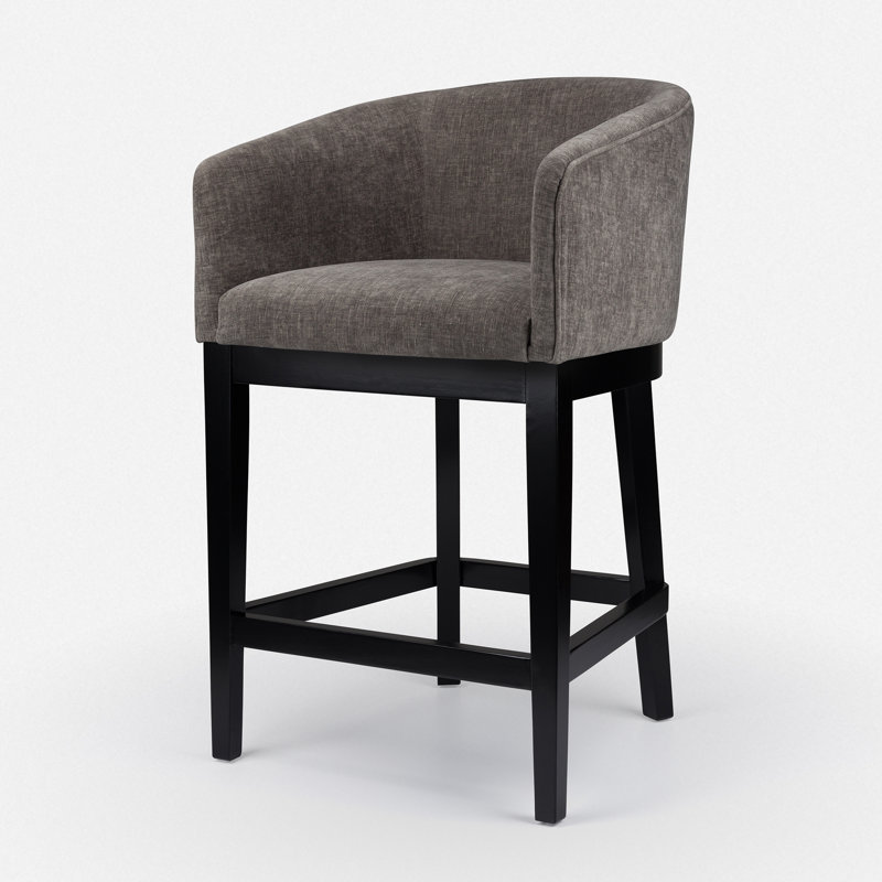 Upholstered Wooden Frame Bar Stool, Gray
