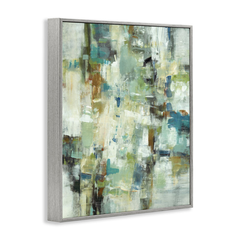«Restless Green Abstraction», art de la giclée encadrée par Lisa Ridgers, H 30 po x l 24 po, Estampe numérique Farmhouse