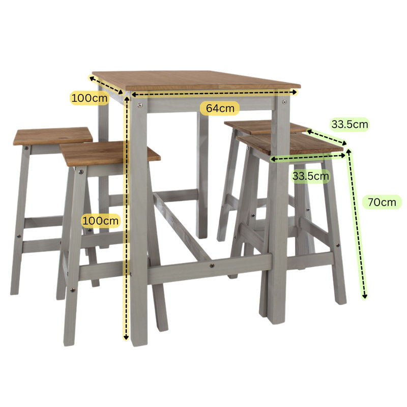 Lucian 4 - Person Pine Solid Wood Dining Set