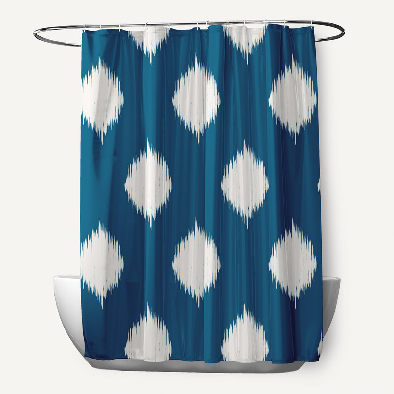 Rideau de douche simple géométrique Arlington, Bleu sarcelle / ivoire