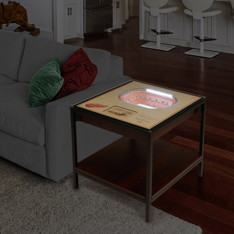 NHL 25-Layer StadiumViews Lighted End Table, Detroit Red Wings, Espresso/Black