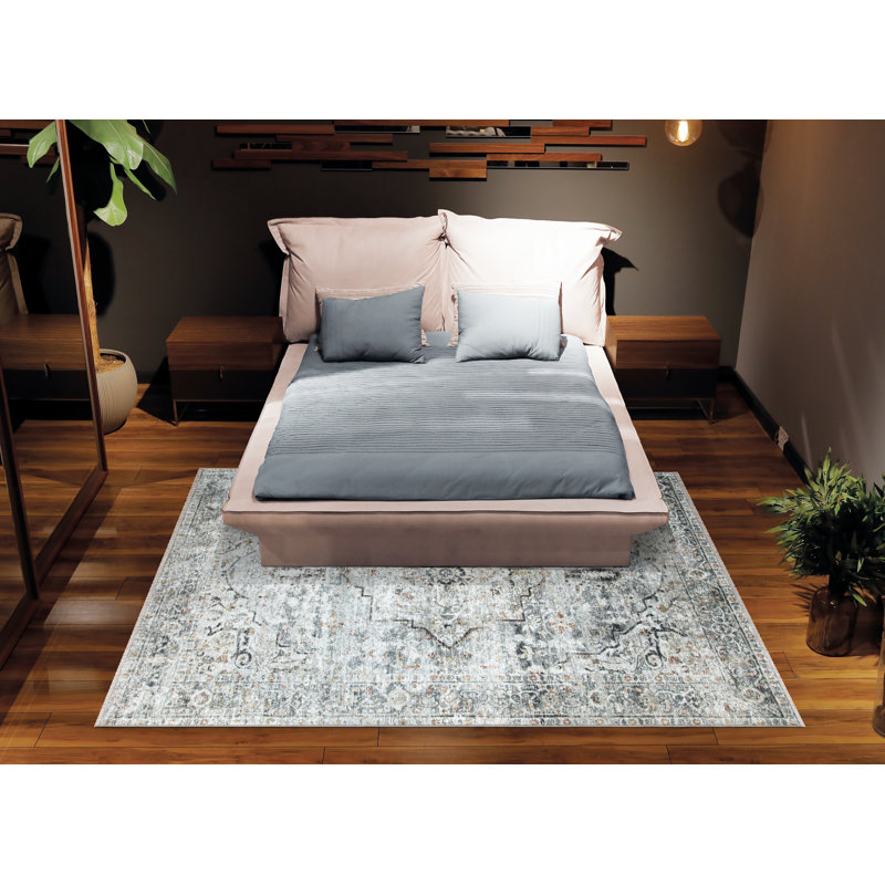 Washable Non-Slip Traditional Rug for Entryway, Hallway, Bathroom, and Kitchen, Rectangle 3' x 5'