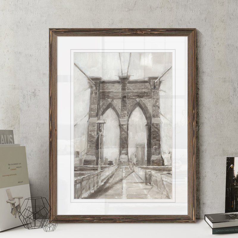 « bridge crossing i » par paul cezanne-cadre photo, reproduction d’art, H 30 po x l 22 po x P 1 po, Encadré à imprimé moka