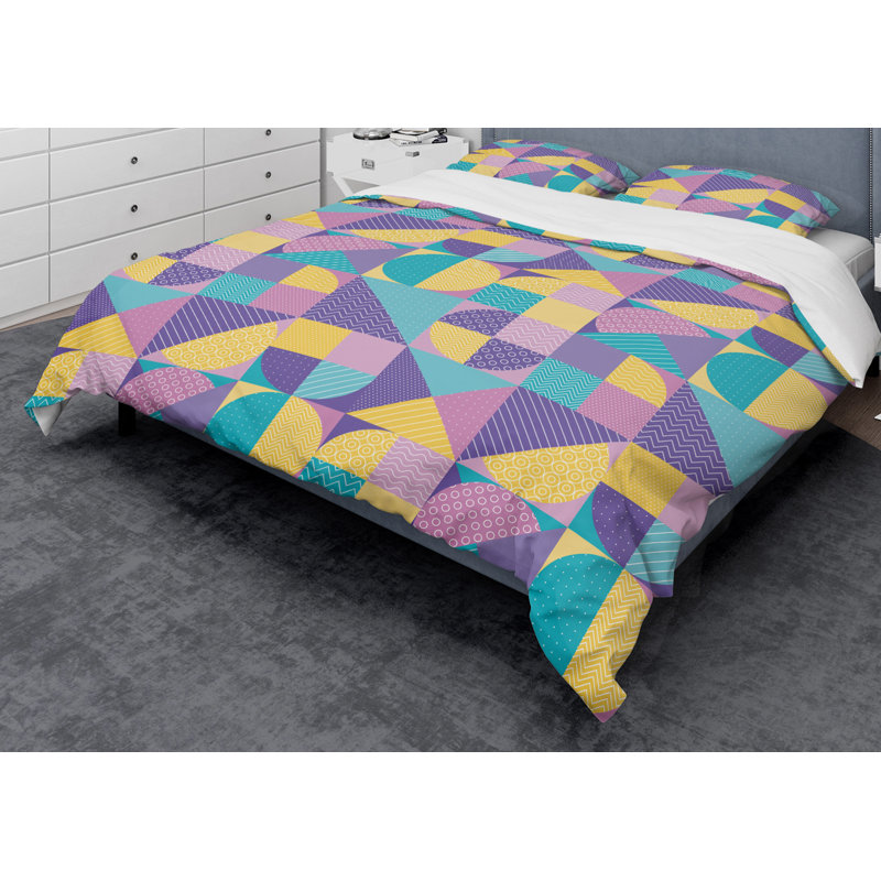 Ensemble de housse de couette à motif géométrique pastel abstrait géométrique I