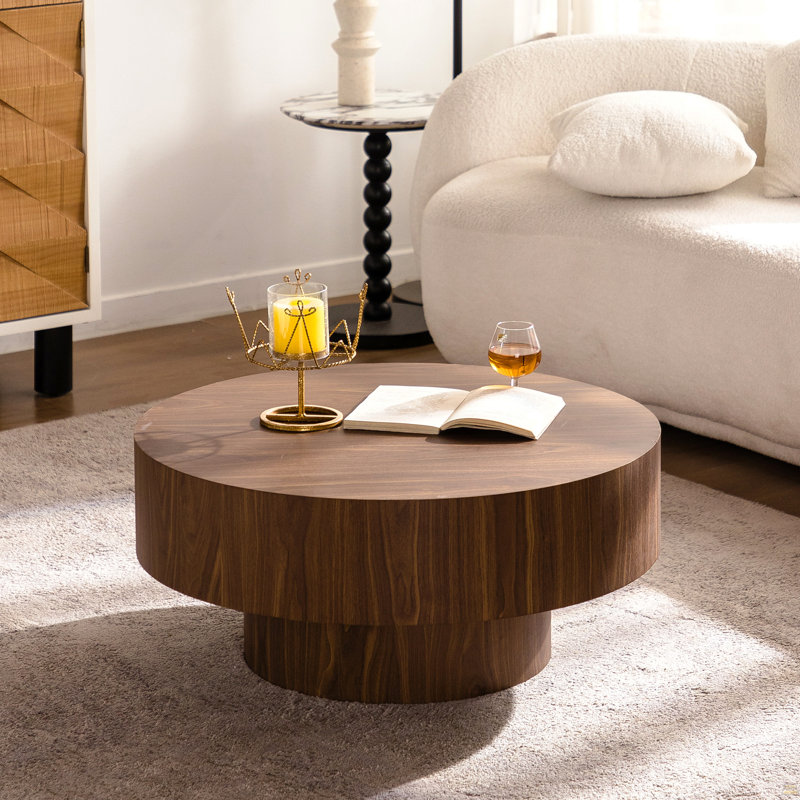 Table basse ronde en bois 30,51 pouces