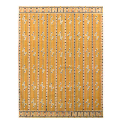 Scandinavian Hand Knotted Wool Geometric Area Rug
