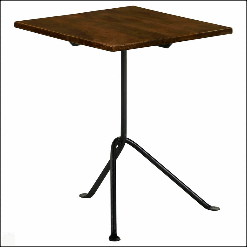 Table d'appoint brun foncé et bronze industriel avec pieds en trépied, parfaite pour les intérieurs modernes et industriels