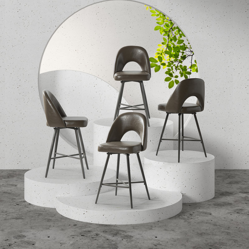 Tabouret de comptoir pivotant 26 po Elurd, gris