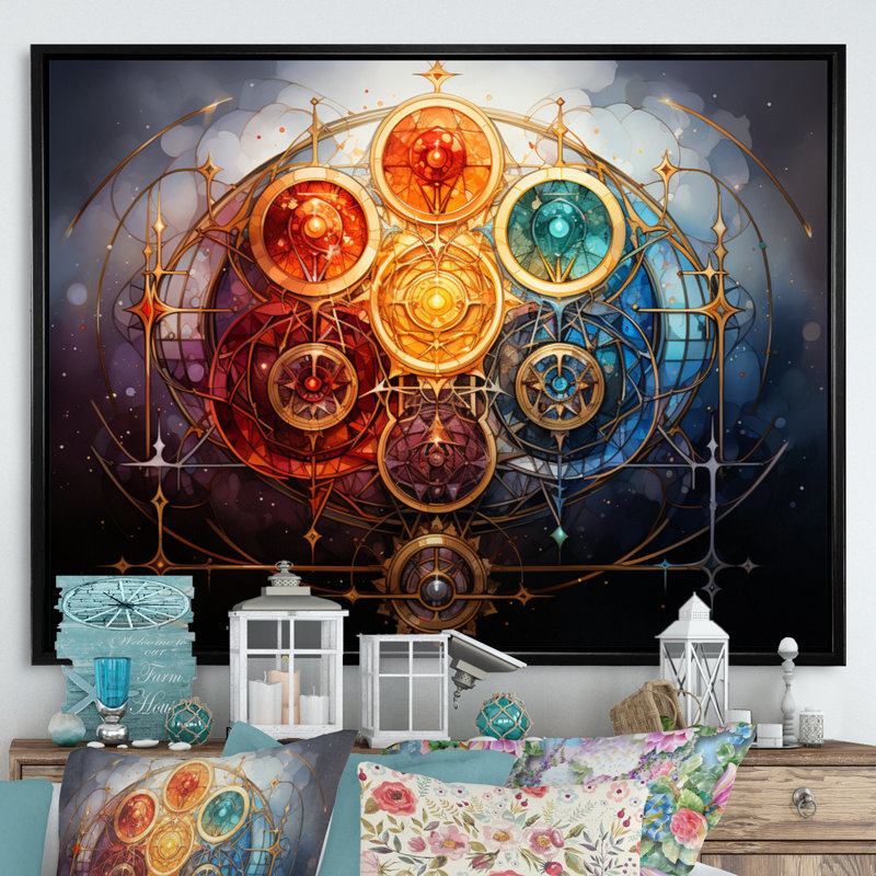 Kasal Asian Art Mandalas Of Enlightment II, reproduction d'art sur toile encadrée, Cadre flottant noir