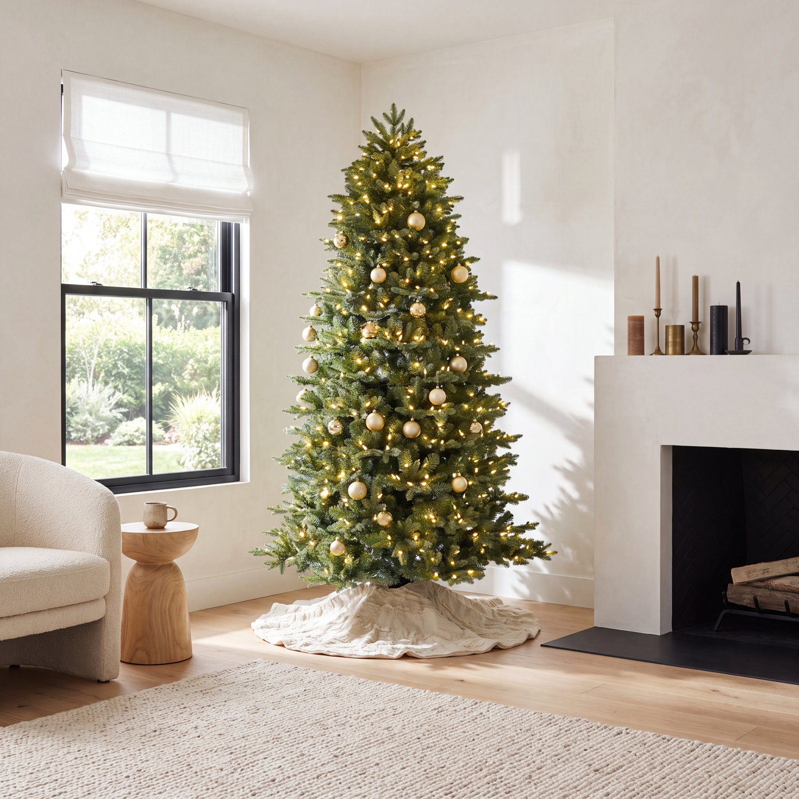 Slim 9.5' Pre-Lit Fir Christmas Tree, 6.5' H