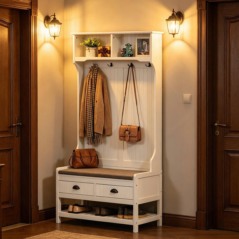 Multifunctional Design Entryway Hall Tree,Chic Hall Tree,Sturdy Coat Rack Stand