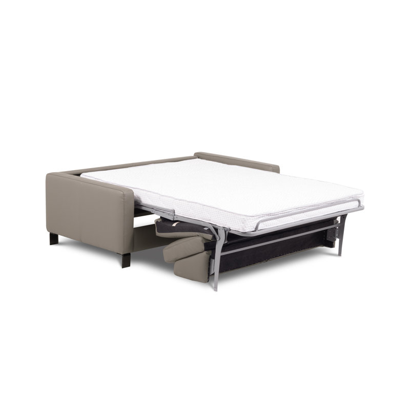 Najmul Genuine Leather Foldable Sofabed with Mattress, Tan