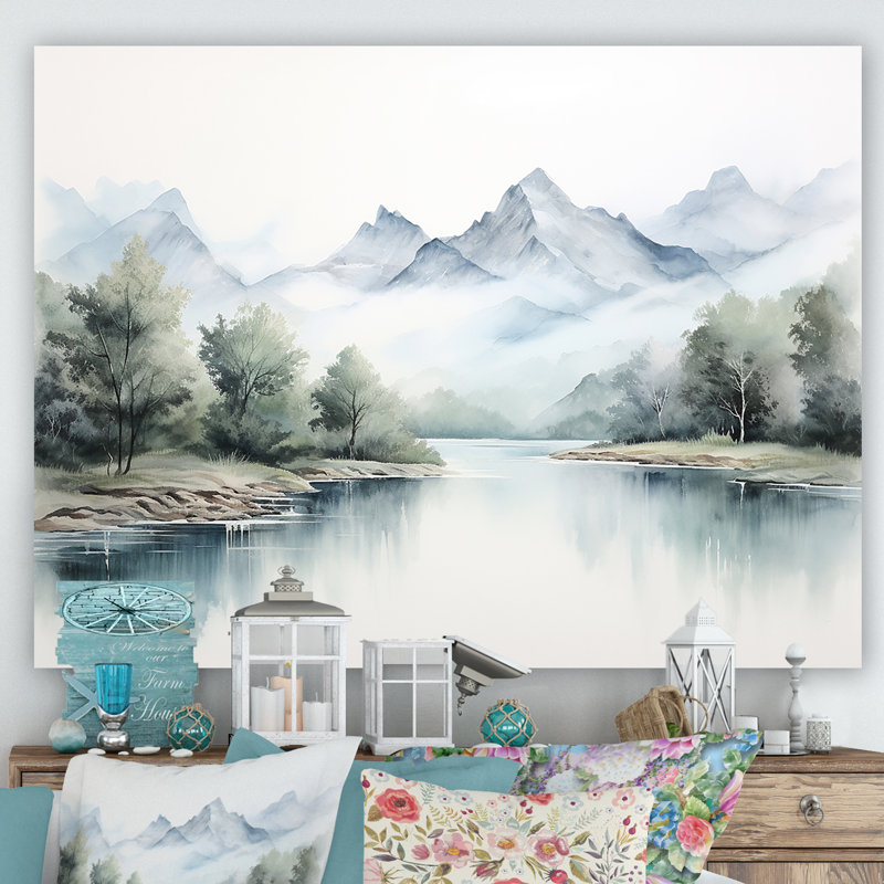 Rivière de montagne au Canada minimal III, Toile tendue, 30" H x 40" W
