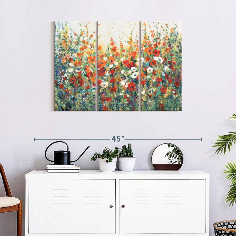 Jardin en fleurs I 3 pièces, H 24 po x l 38 po x P 1,25 po