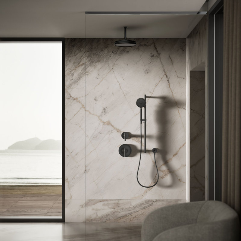 Traditional Round 10" Rainhead with Katalyst Air-Induction Spray, Matte Black, 2.5 Gpm