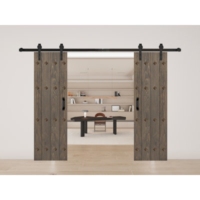 Porte de grange double à panneaux avec ensemble de quincaillerie d'installation