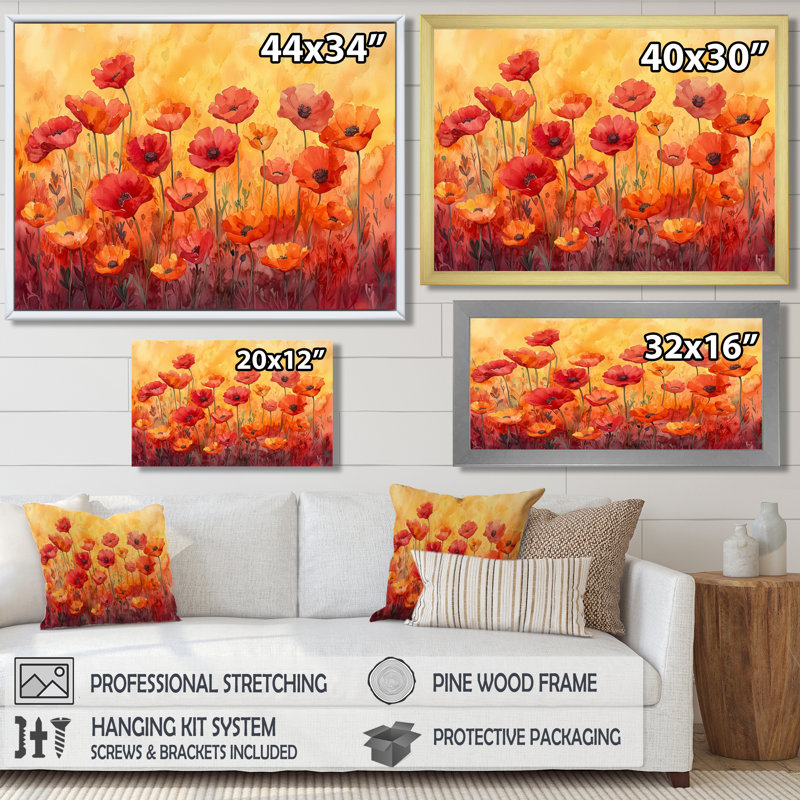Ikaia - Floral Wall Art, Single Picture Framed Print, Silver, 30" H x 40" W