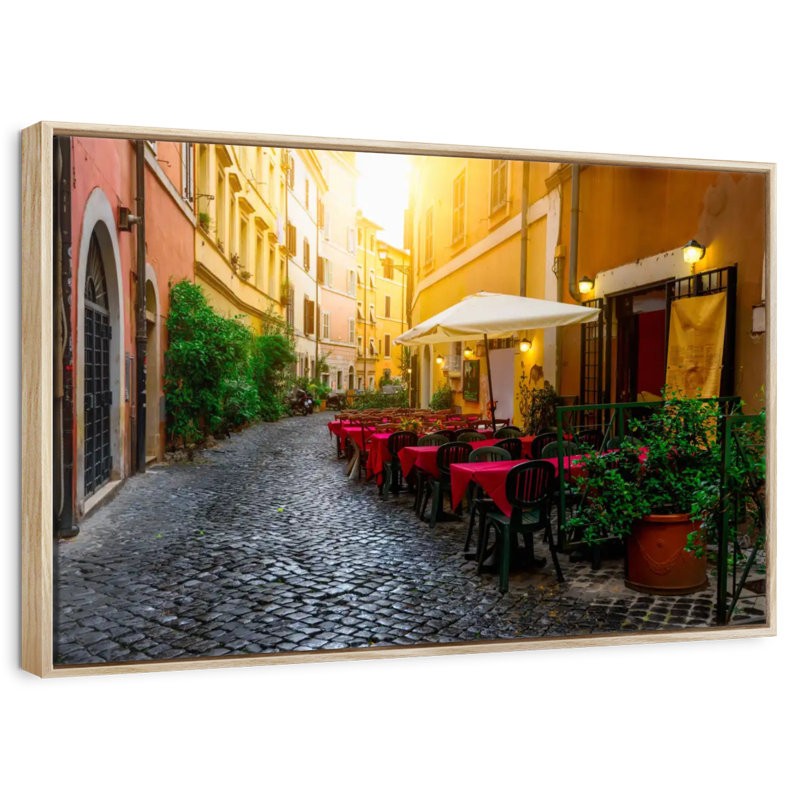 Bistro Trastevere, 25 po x 17 po, Cadre flottant en bois naturel