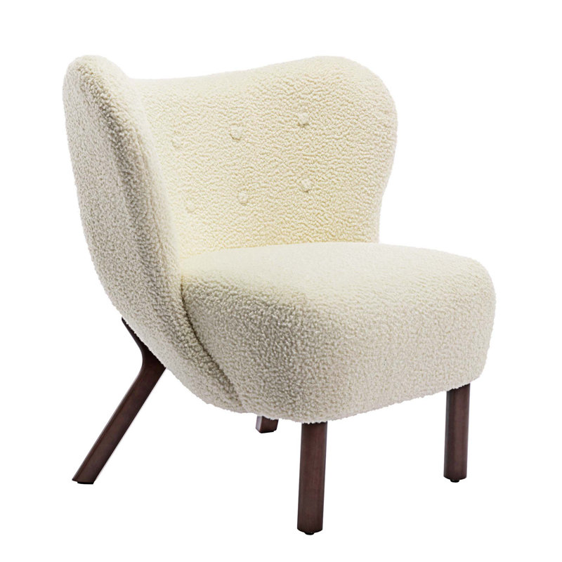 Fauteuil à oreilles rembourré Brodin, Polyester crème