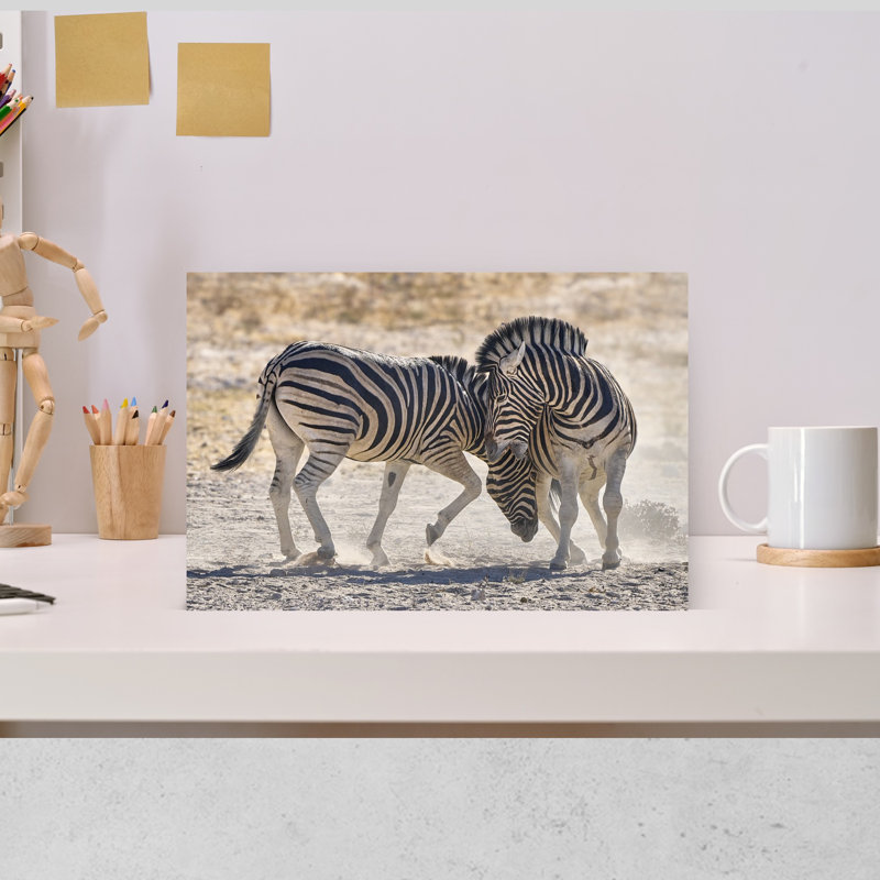 «Wild Zebra Interaction Abstract», art contemporain de paysage zébré contemporain, 12" H x 18" W