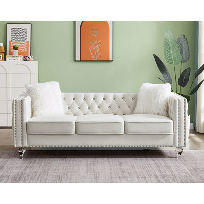 83" Velvet Square Arm Sofa