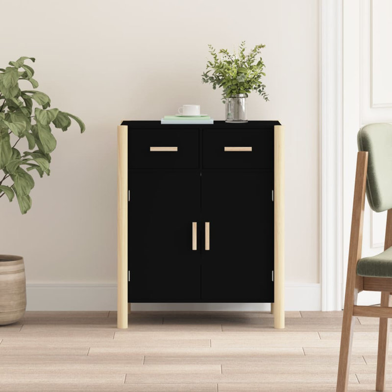 Keden Solid Wood Accent Cabinet, Black