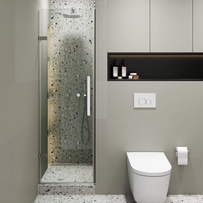 Porte de douche à charnière sans cadre l 24 po x H 74,25 po