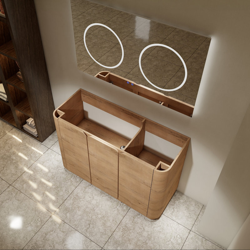 Meuble-lavabo autoportant de 48 pouces avec trois portes à fermeture en douceur