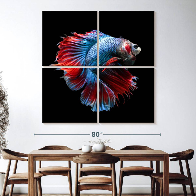 Brampt Blue And Red Betta Fish, 74" H x 74" W