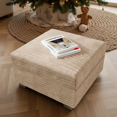 Plush Modular Ottoman, Upholstered Foot Rest Pouf For Living Room, Comfy Corduroy Seating