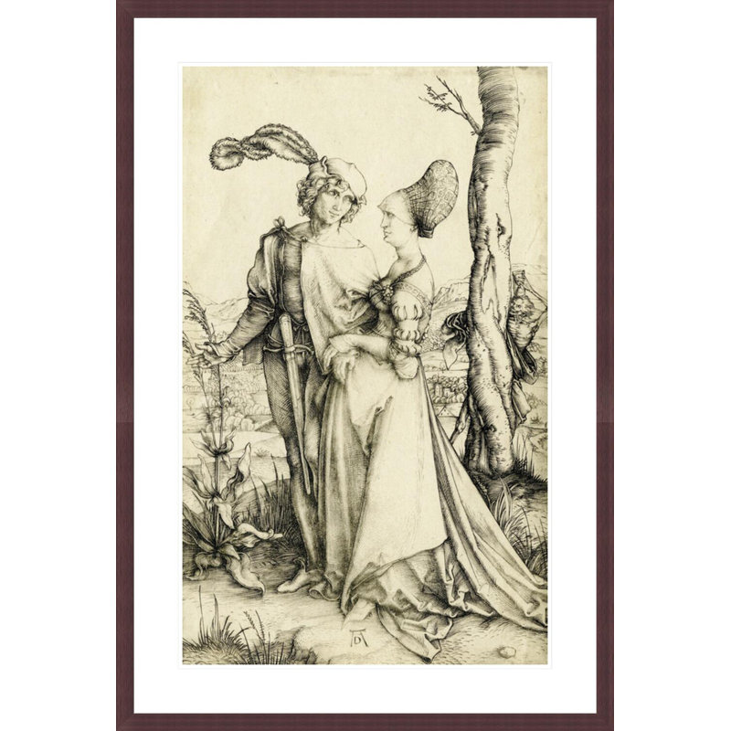Promenade (jeune couple menacé par la mort) par Albrecht Dürer, impression giclée encadrée, H 41,5 po x l 28,28 po