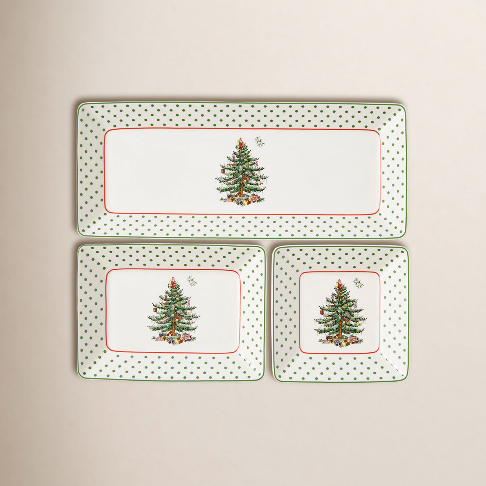 Christmas Tree Polka Dot Tray