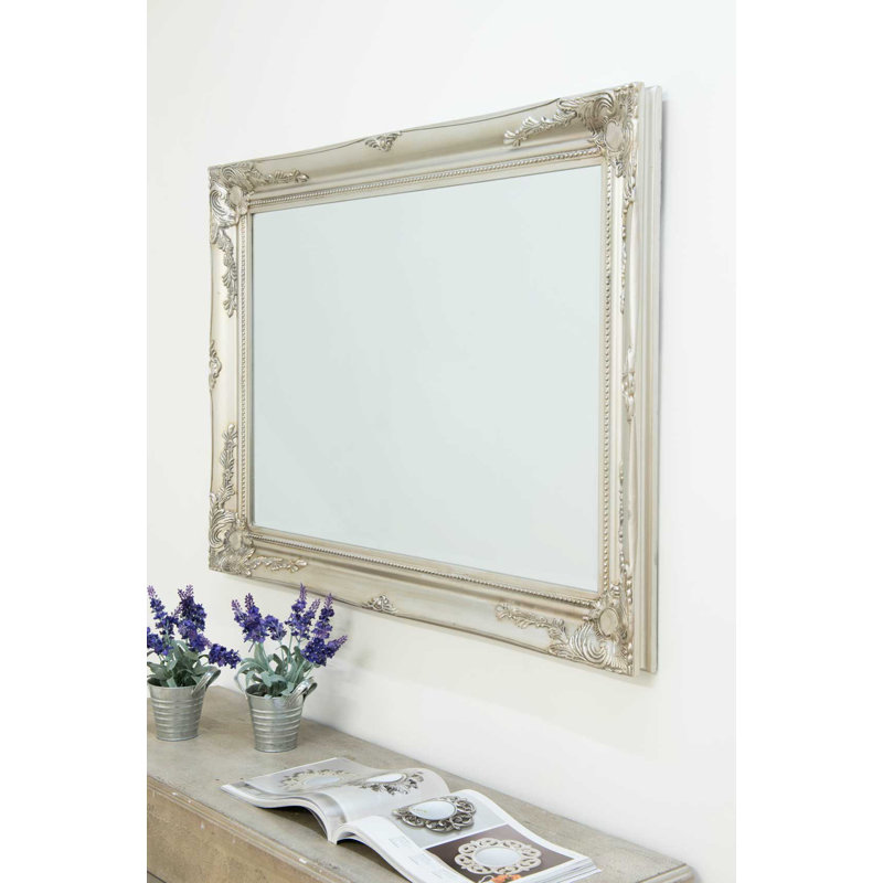 Alexandre Wood Flat Wall Mirror, Silver, 110cm H x 79cm W