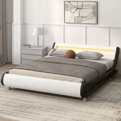 Small Double Bed，Upholstered Sleigh Bed