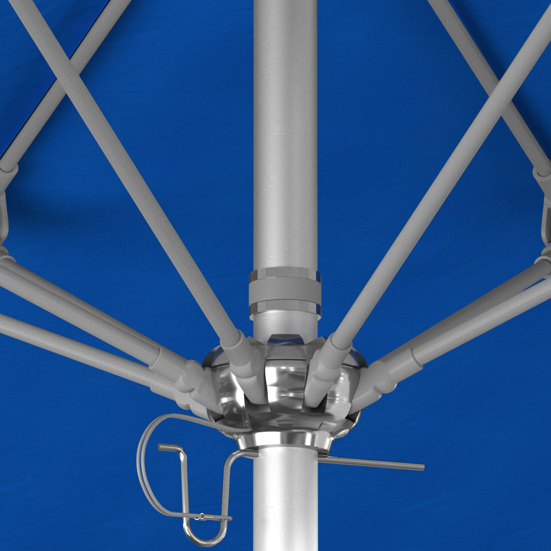 Parasol de marché 90 po Nakeira, Argent anodisé, Tissu performance bleu royal