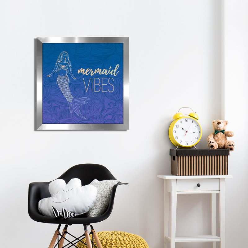 « sirène vibes »-impression, Cadre argenté, H 17,5 po x l 17,5 po x P 1 po