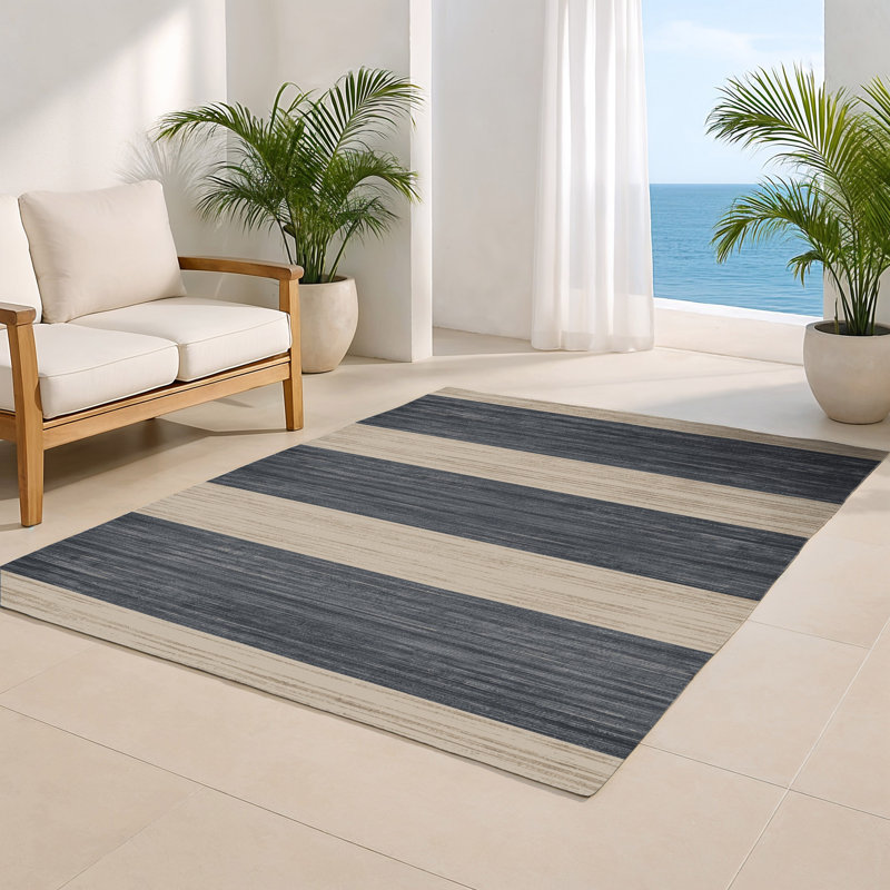 Tapis intérieur / extérieur beige HorizontalStripes, Rectangulaire 2 pi x 3 pi
