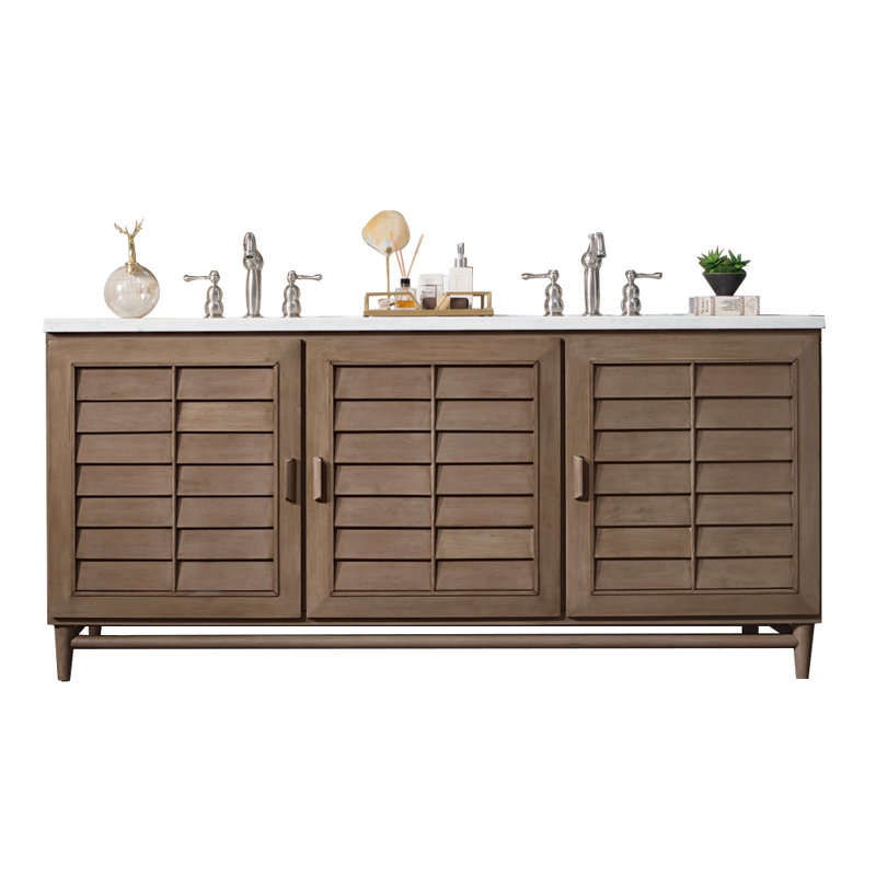 Portland 72'' W Double Vanity, White Zeus, 8" Widespread