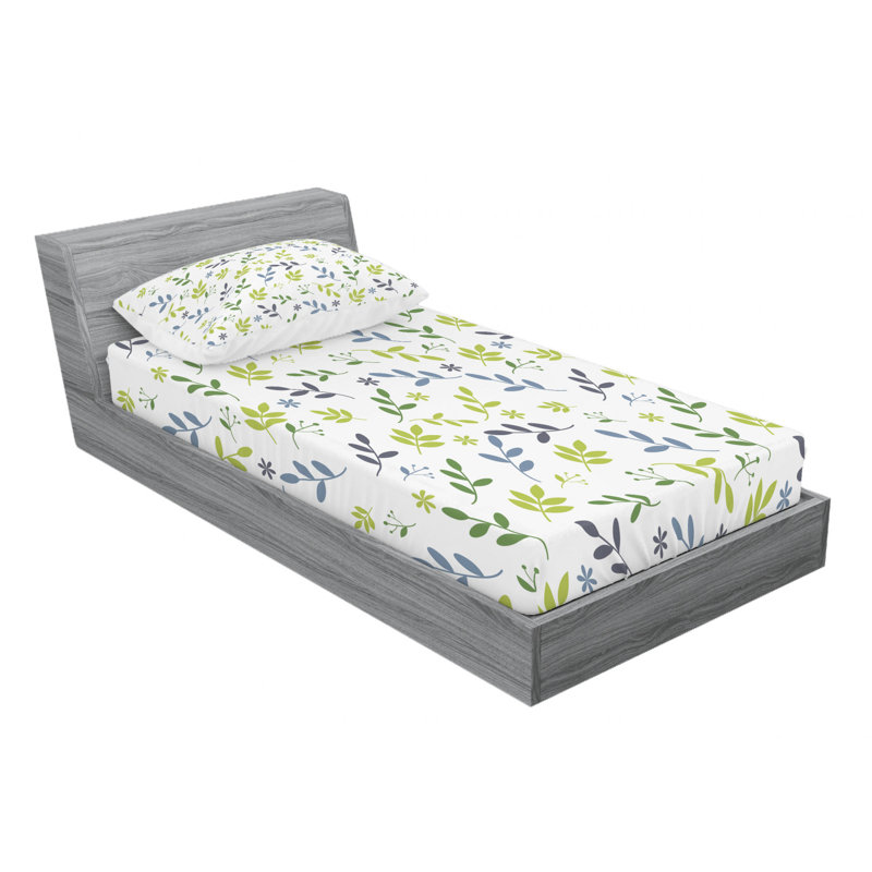 Twin White Microfiber Floral Print Kids Sheet Set