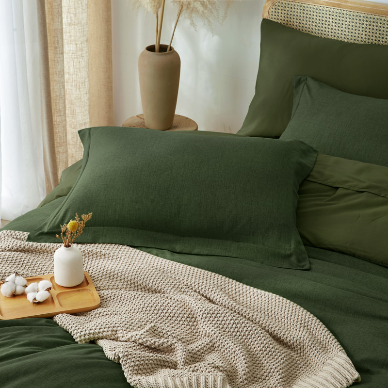 Ensemble d'édredon pour lit double Suncomfy, Édredon double / grand + 6 pièces supplémentair, Vert foncé