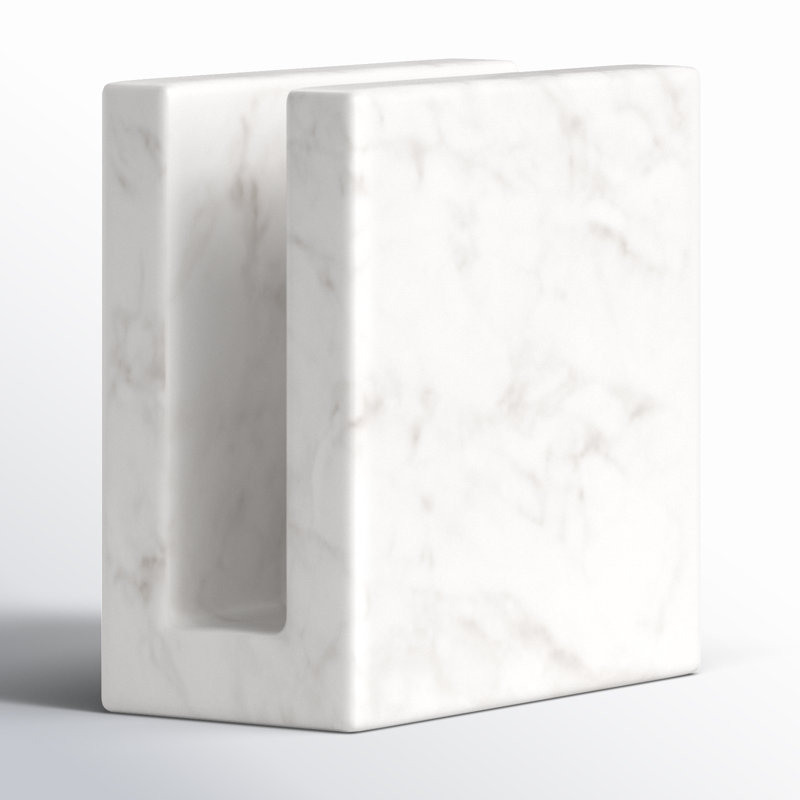 Elegant White Marble Tabletop Napkin Holder