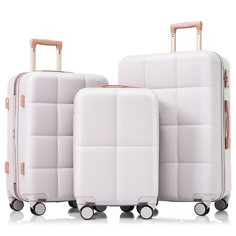 Ensemble de 3 valises, bagage à main certifié avec porte-gobelet, bagage rigide en ABS avec roues pivotantes