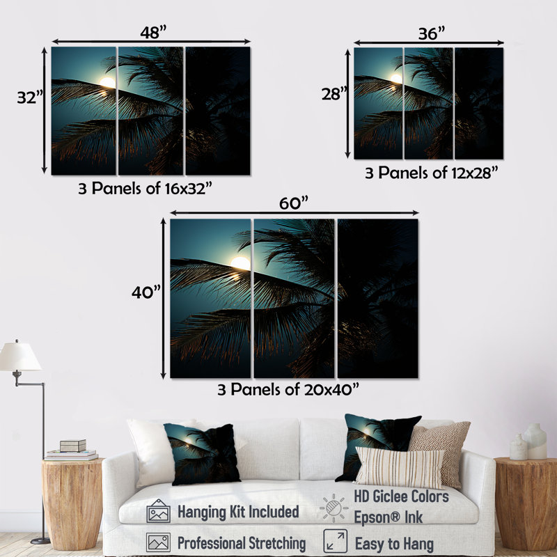 Ensemble d'art mural Sapphire Solitude Palm Serenity - Palmiers et palmiers, H 40 po x l 60 po x P 1 po