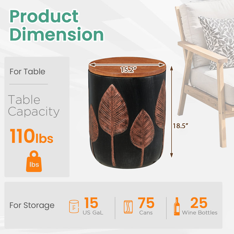 Table d'appoint d'extérieur avec espace de rangement