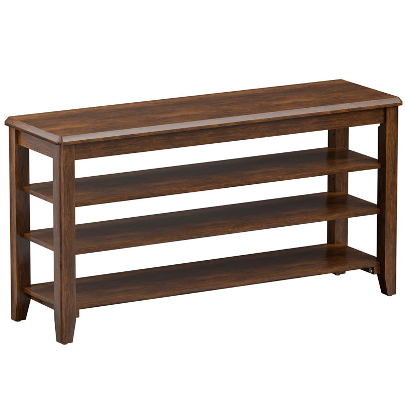 Rubberwood Shoe Bench Storage For Door Entrance Organizer with 3-Tiers Height Adjustable, 20.6" H x 39.4" W x 11.81" D