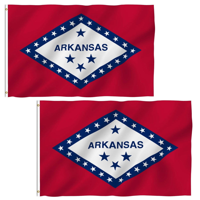  Drapeau en polyester 3 x 5 pi Fly Breeze Arkansas State avec drapeaux en laiton et œillets 3 x 5 pi