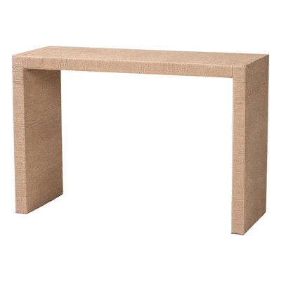 Console moderne en jute et en bois de style bohémien moderne avec des accents tissés, parfaite pour un décor rustique et contemporain.