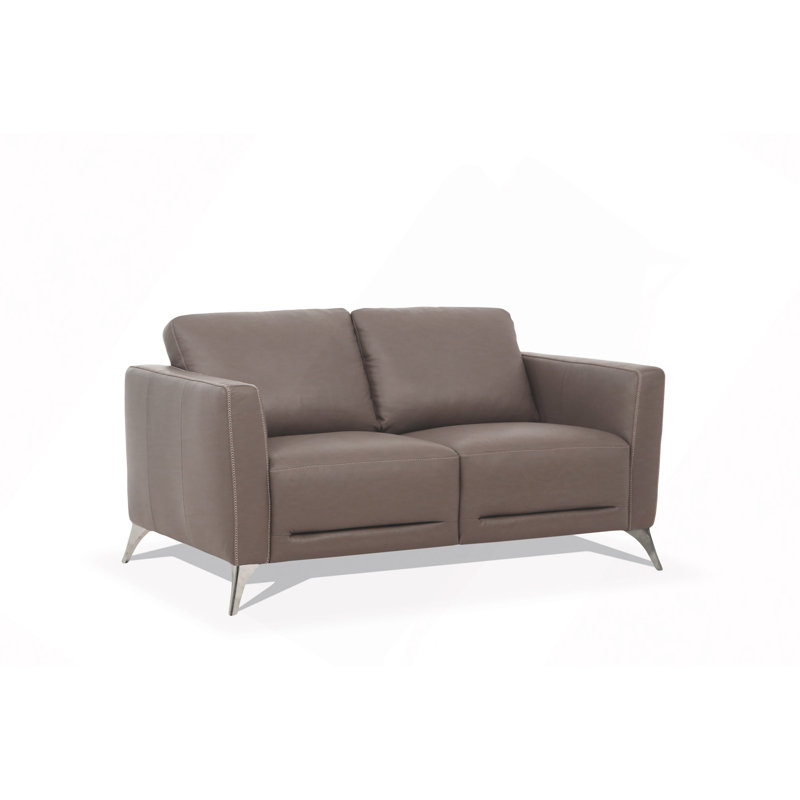 Causeuse en cuir taupe de Malaga (assemblée)