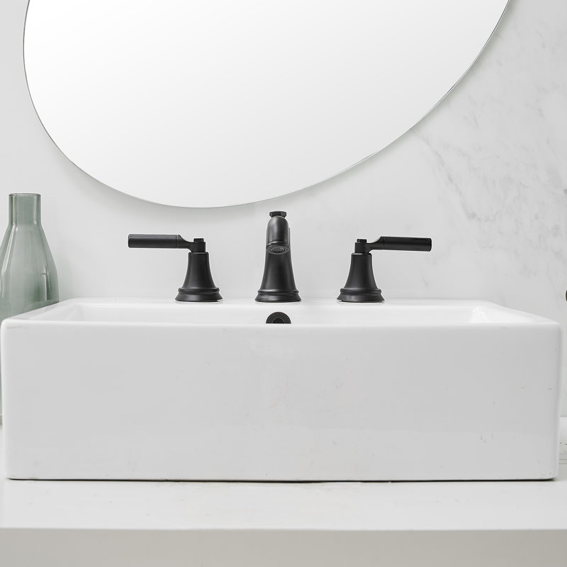 Widespread Double Handle 3 Hole Bathroom Faucet, Matte Black